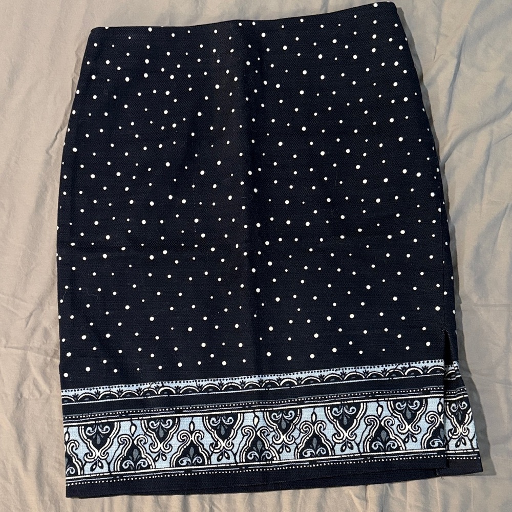 LOFT Outlet Navy Dotted Skirt